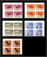 329c - Yemen Kingdom MNH ** Mi N° 429 / 433 B Cheval (chevaux Arabes Horse Arab Horses) Non Dentelé (Imperf) Bloc 4 - Chevaux
