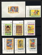 419b - Ras Al Khaima MNH ** Mi N° 167/173 A + Bloc N° 29 Arab Arabe Miniatures Tableau Tableaux Painting Coin De Feuille - Autres & Non Classés