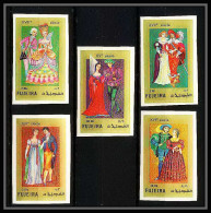 414a Fujeira MNH ** Mi N° 870 / 874 B European Costumes 15 To 19th Century Non Dentelé (Imperf) - Costumes