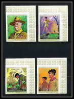 402e - Fujeira MNH ** Mi N° 517 / 520 B Scout Pfadfinder Jamboree Scouts Overprint Gold Dickens Non Dentelé Imperf - Fudschaira