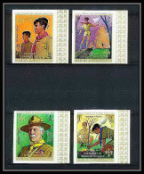 402d Fujeira MNH ** Mi N° 517 / 520 B Scout Pfadfinder Jamboree Scouts Overprint Gold Dickens Non Dentelé (Imperf) - Unused Stamps