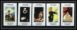 498a YAR (nord Yemen) MNH ** N° 607 / 611 B Tableaux Painting Spanish Masters Non Dentelé (Imperf) Murillo Goya - Yemen