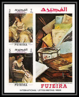 488 Fujeira MNH ** Bloc N° 9 B Tableau (tableaux Painting) Corot Gainsborough Non Dentelé (Imperf) Letter Writing - Other & Unclassified