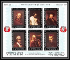487b Yemen Kingdom MNH ** Bloc N° A 37 B Argent Silver Rembrandt (tableaux Painting) Non Dentelé (Imperf) Amphilex  - Jemen