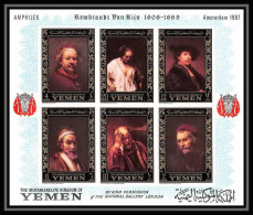 485b - Yemen Kingdom MNH ** Bloc N° 37 B OR (gold) Rembrandt (Nederland) (tableaux Painting) Non Dentelé (Imperf) - Rembrandt