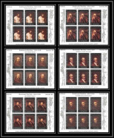 487 Yemen Kingdom MNH ** N° 284 / 289 B Argent (silver) Rembrandt Feuilles Sheets (tableaux Painting) Non Dentelé Imperf - Briefmarkenausstellungen