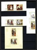 478b - Ajman MNH ** N° 271 / 276 B Bloc 38 Tableau (tableaux Painting) Hunting Chiens Chien Dogs Non Dentelé Imperf - Ajman