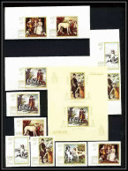 478c - Ajman MNH ** N° 271 / 276 B Bloc 38 Tableau (tableaux Painting) Hunting Chiens Chien Dogs Non Dentelé Imperf - Ajman