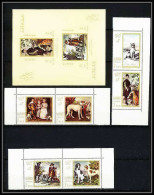 477c - Ajman MNH ** N° 271 / 276 A + Bloc N° 38 Tableau (tableaux Painting) Hunting Chiens Chien Dog Dogs Van Dyck  - Hunde