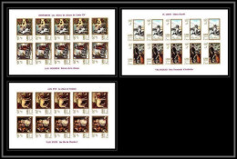 478 - Ajman MNH ** N° 271 / 276 B Tableaux Painting Hunting Chiens Dogs Chasse Feuilles (sheets) Non Dentelé Imperf - Cani