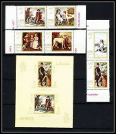477b - Ajman MNH ** N° 271 / 276 A + Bloc N° 38 Tableau (tableaux Painting) Hunting Chiens Chien Dog Dogs Van Dyck  - Hunde