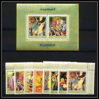 462a Fujeira MNH ** N° 431 / 438 A + Bloc N° 20 A Scenes From The Bible Religion Adam Et Eve Jesus Christ Paintings - Christianisme