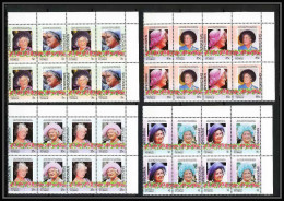 600b Nukulaelae Tuvalu ** MNH 1985 N° 47-50 Elizabeth Queen Mother Overprint Specimen Proof BLOC 4 - Familles Royales