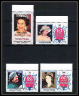 598a Vaitupu Tuvalu MNH ** 1986 Sc N° 58-61 Mi N° 71/74 Elizabeth Queen Mother Overprint Specimen Proof - Familles Royales