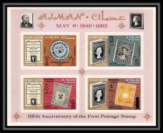 540 Ajman MNH ** Bloc N° B 9 A Overprint New Currency Postage Stamp Exhibition London 1965 Non Dentelé (Imperf) - Expositions Philatéliques