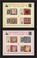 538a Ajman MNH ** Bloc N° B 9 A B Overprint New Currency Postage Stamp Exhibition London 1965 Londres Non Dentelé Imperf - Adschman