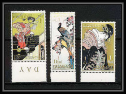 526dd Sharjah MNH ** N° 350 / 352 A Tableau (tableaux Japanese Paintings) Hiroshige Utamaro Harunobu  - Schardscha