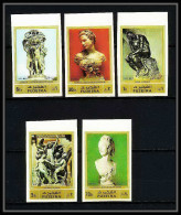 526b Fujeira MNH ** N° 846 / 850 B Sculptures Rodin Michelangelo Carpeaux Non Dentelé (Imperf) - Beeldhouwkunst