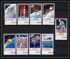 713 Fujeira MNH ** Mi N° A 399 / 407 A Espace (space) Apollo Flight Lunar Mission Overprint Moon Landing Gold - Fudschaira