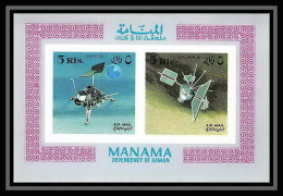 697 Manama MNH ** Mi Bloc N° 8 B Probes Satellites Espace Space Research Explorer Surveyor Non Dentelé (Imperf) - Asia