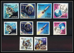 687a Ajman - MNH ** Mi N° 93 / 102 B Espace Space Research Gemini Mercury Atlas Booster Non Dentelé (Imperf) - Adschman