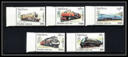 678a Laos - Lao MNH ** N° 1009 / 1013 Train Trains / Railway Locomotives 1991 - Eisenbahnen