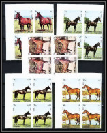 660b Sharjah - MNH ** Mi N° 1006/1010 B Non Dentelé (Imperf) Cheval (chevaux Horse Horses) Bloc 4 - Schardscha