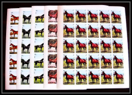 660c Sharjah - MNH ** Mi N° 1006 / 1010 B Non Dentelé (Imperf) Cheval (chevaux Horse Horses) Feuilles (sheets) - Schardscha