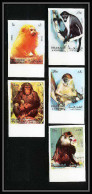 656a Sharjah - MNH ** Mi N° 1012 / 1016 B Singes (singe Monkeys Apes) Colombus Mandrill Chimpanzee Non Dentelé (imperf) - Sharjah