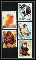 655 Sharjah - MNH ** Mi N° 1012 / 1016 A Singes (singe Monkey Monkeys Ape Apes) Colombus Mandrill Chimpanzee Tamarin - Sharjah