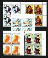 655b Sharjah - MNH ** Mi N° 1012 / 1016 A Singes (singe Monkey Monkeys Ape Apes) Colombus Mandrill Chimpanzee Bloc 4 - Sharjah