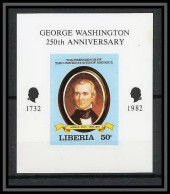 618a - Liberia - 1982 Bloc Non Dentelé Imperf ** MNH Georges Washington 250 Th Anniversary Polk (petite Tache) - George Washington
