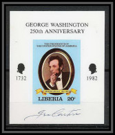 618c - Liberia - 1982 Bloc Non Dentelé Imperf ** MNH Georges Washington Signé Lincoln - George Washington