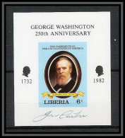 618 - Liberia - 1982 Bloc Non Dentelé Imperf ** MNH Georges Washington Signé Hayes - George Washington