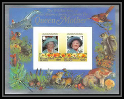 905 British Virgin Islands Scott MNH ** N° 519 Queen Mother Elizabeth Non Dentelé Imperf Concorde Champignons Mushrooms - Paddestoelen
