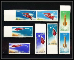 777g Dubai MNH ** Mi N° 71 / 78 B Non Dentelé (Imperf) Espace Space Travel 2 Paire Se Tenant - Asie