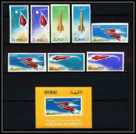 777d Dubai MNH ** Mi N° 71 / 78 B + Bloc 14 Espace Space Travel Spacecraft Non Dentelé (Imperf) - Asia