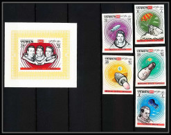 769d Yemen Kingdom MNH ** Mi N° 645 / 649 B + Bloc N° 148 Espace (space) Apollo 7 White Schirra Non Dentelé Imperf - Asia