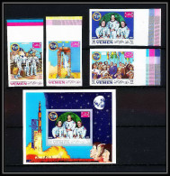 767d Yemen Kingdom MNH ** Mi N° 781 / 784 B + Bloc 160 B Non Dentelé (Imperf) Moon Apollo Espace (space) Armstrong - Asia