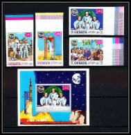 767d Yemen Kingdom MNH ** Mi N° 781 / 784 B + Bloc 160 B Non Dentelé (Imperf) Moon Apollo Espace (space) Armstrong - Yemen