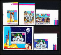 767e Yemen Kingdom MNH ** Mi N° 781 / 784 B + Bloc 160 B Non Dentelé (Imperf) Moon Apollo Espace (space) Armstrong - Jemen