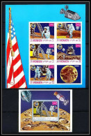 764a Yemen Kingdom MNH ** Mi N° 786 / 790 B Bloc N° 161 B First Manned Moon Landing Apollo 11 Non Dentelé (Imperf) - Jemen