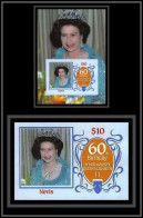 919d Nevis Scott MNH ** N°# 476 Bloc 115x85mm (blue Paper Bleu) 1986 Queen Mother Elizabeth + Non Dentelé (imperf) - St.Kitts-et-Nevis ( 1983-...)