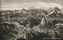 72293104 Zugspitze Panoramakarte Wettersteinwand Hochwaner Elbsee  Burgrain - Garmisch-Partenkirchen