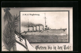 AK Kriegsschiff S. M. S. Magdeburg In Voller Fahrt  - Guerre