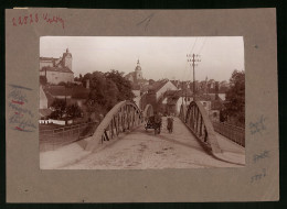 Fotografie Brück & Sohn Meissen, Ansicht Colditz I. Sa., Stahlbrücke Mit Blick In Die Stadt, Schloss  - Lieux
