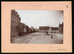 Fotografie Brück & Sohn Meissen, Ansicht Frohburg I. Sa., Markt, Hotel Roter Hirsch, Polizeiwache, Hotel Postamt  - Places