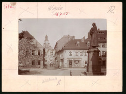 Fotografie Brück & Sohn Meissen, Ansicht Döbeln I. Sa., Kirchplatz Mit Handlung Max Albrecht, Lutherdenkmal, Kirche  - Places