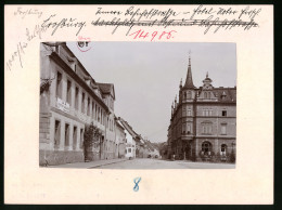 Fotografie Brück & Sohn Meissen, Ansicht Frohburg, Innere Bahnhofstrasse Mit Hotel Roter Hirsch  - Lieux