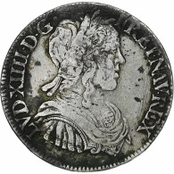 France, Louis XIV, 1/2 Écu à La Mèche Longue, 1655, Bayonne, Argent, TB+ - 1643-1715 Louis XIV The Great